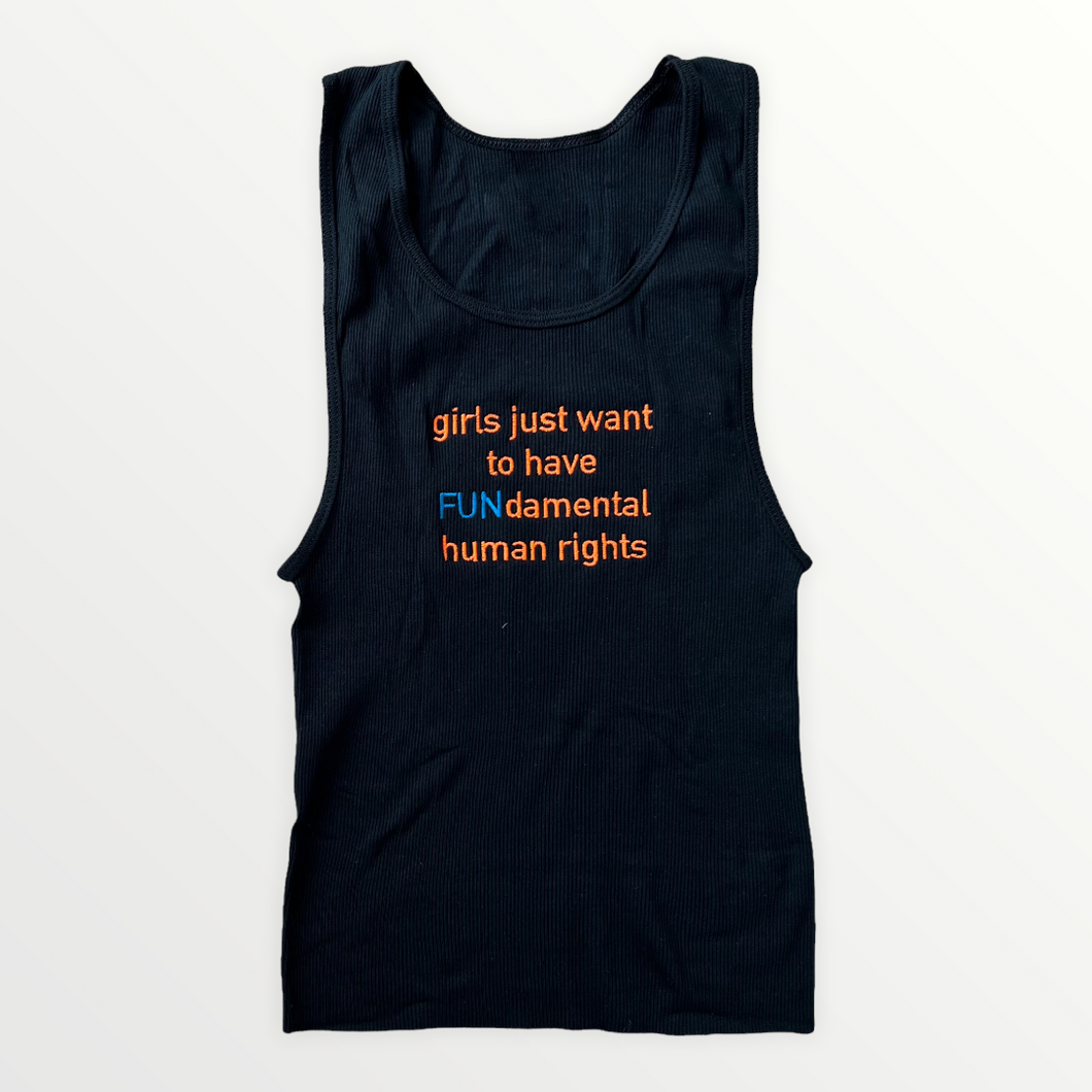 girls just want to have FUNdamental human rights cropped tank